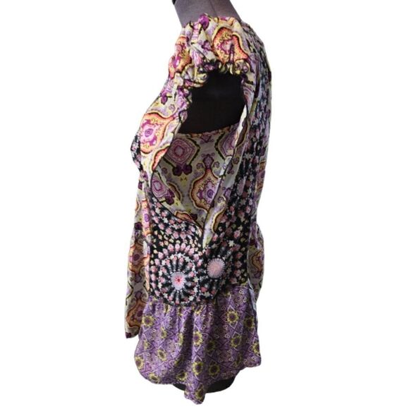 EC UNITY WORLD WEAR BOHO MIXED MEDIA TOP SZ.M - Picture 2 of 4